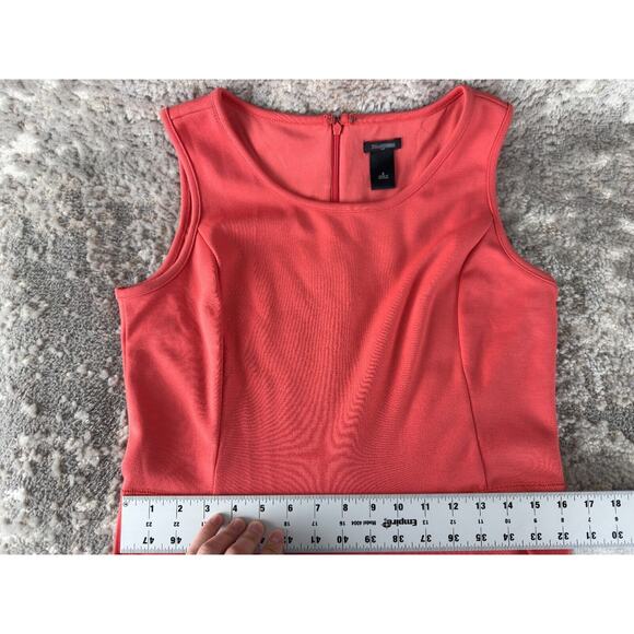 Ann Taylor Size 8 Casual Knee Length Fit Flared Dress Coral Sleeveless Zip - Picture 7 of 9